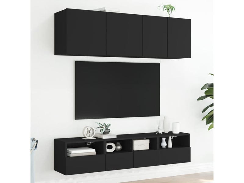  Meubles tv - banc tv - meuble de rangement muraux 2 pcs noir 40x30x30 cm bois d'ingénierie  - Conforama D