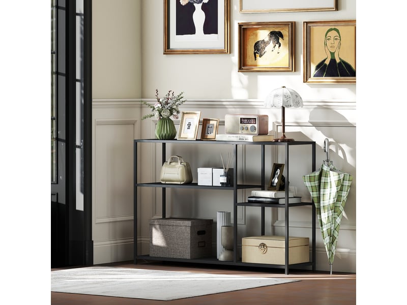 Console à 4 niveaux, structure en acier, pour entrée ou salon, noire  - Conforama D