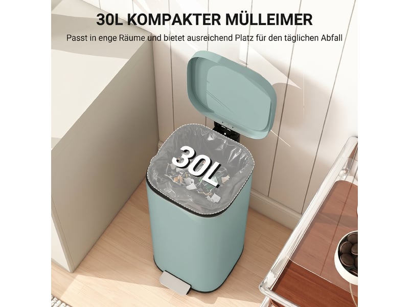  Poubelle de cuisine à pédale en métal 30 l avec seau amovible 29x36x59,5 cm  - Conforama D