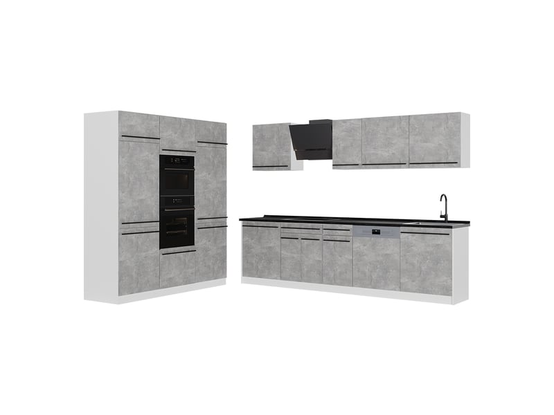  Vicco cuisine, bétonblanc, 180cm plan de travail anthracite  - Conforama A