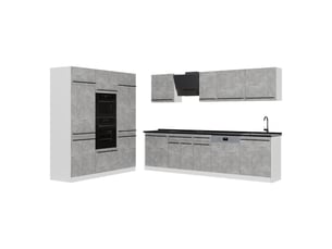 Vicco cuisine, bétonblanc, 180cm plan de travail anthracite