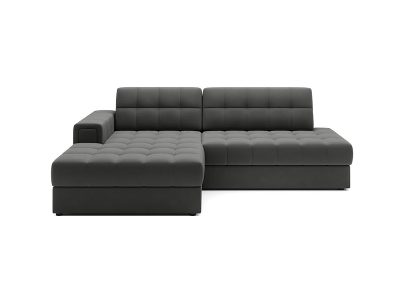  Canapé d'angle convertible cubito marron 240 cm avec coffre de rangement et couchage  - Conforama A