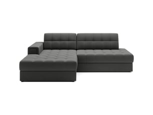 Canapé d'angle convertible cubito marron 240 cm avec coffre de rangement et couchage