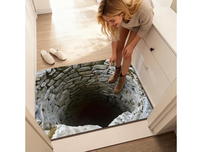 Paillasson 3d à illusion d'optique 50 x 80 cm, tapis antidérapant à effet d'abîme, microfibre lavable  - Conforama C