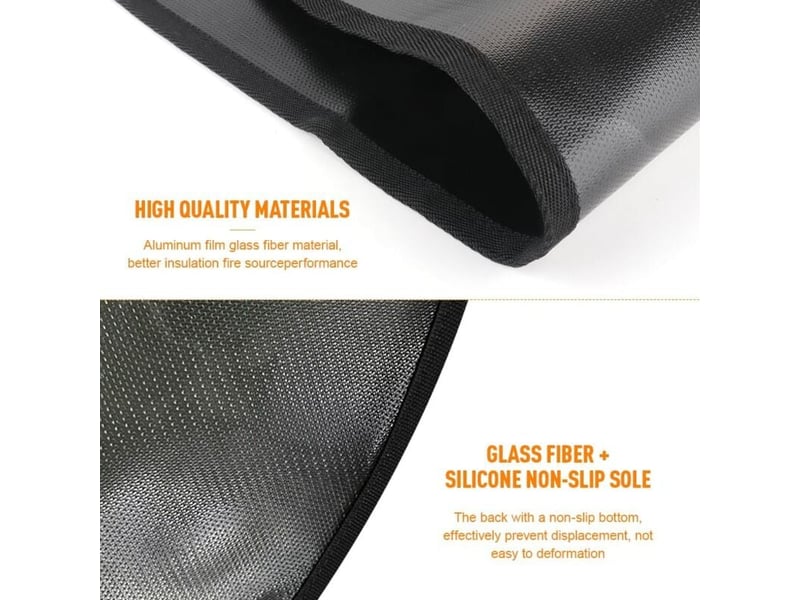 Tapis cheminée ignifuge demi-rond 102x50cm – protection anti-feu devant poêle, barbecue, chauffage - Conforama C