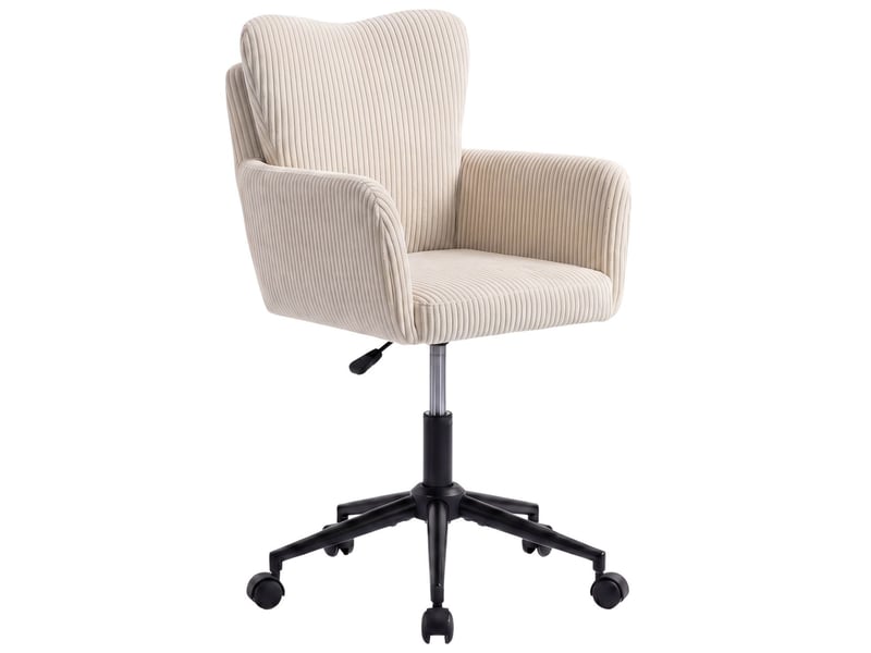  Chaise de bureau zack en velours côtelé beige avec coussin pivotante et hauteur réglable à roulettes  - Conforama A