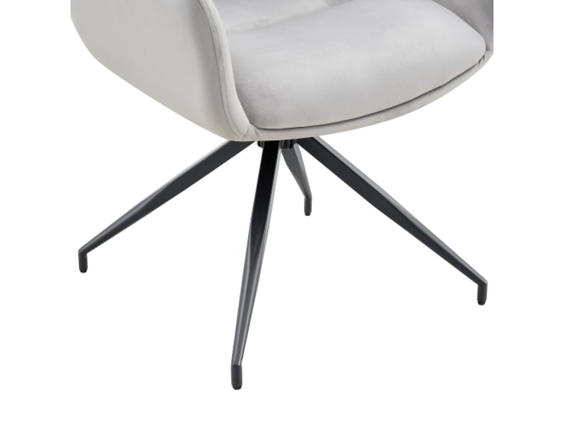  Lot de 2 chaises pivotantes 360° gris clair tissu, pieds métal noirs - confort respirant, moderne salle à mangersalon  - Conforama D
