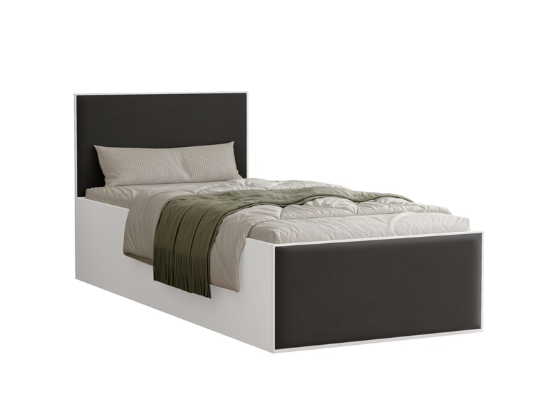 Lit coffre sashi - 90x200 cm - avec matelas - tissu velours - blanc blanc SASHI - Conforama A
