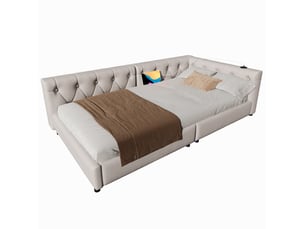 Lit simple 90x200 cm <strong>OKWISH</strong>  <strong></strong> coloris beige