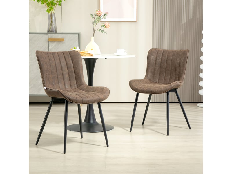  Lot de 2 chaises de salle à manger design moderne et capitonné pour salon, salle à manger, chambre à coucher, marron  - Conforama C