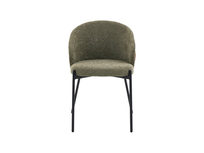  Lot de 2 chaises bois de peuplier teinté noyer. Acier noir et tissu texturé kaki - paul  - Conforama E