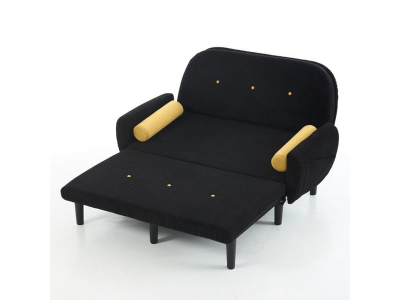  Canapé loveseat - velours côtelé - noir - multiforme - dossier réglable - rangement facile noir - Conforama D