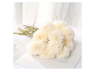Petite boule artificielle chrysanthème branche unique petite boule chrysanthème affichage à la maison fleurs séchées simples et propres melaleuca chrysanthème petit frais (10 blanc)