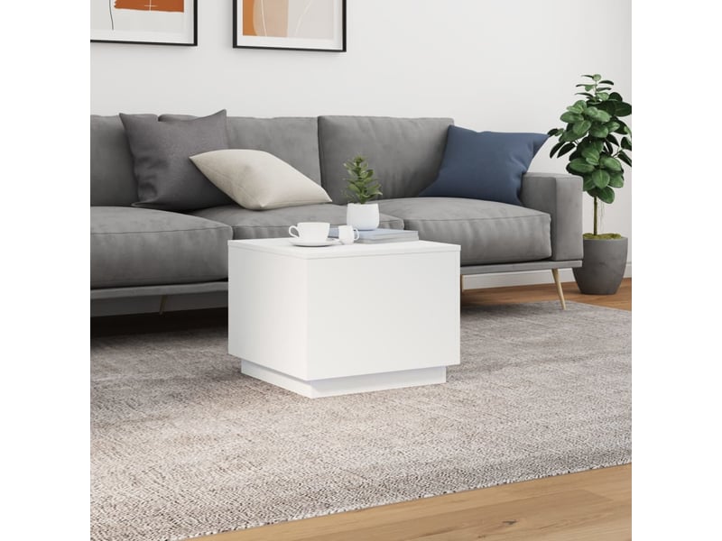  Table basse | table d'appoint salon avec lumières led blanc 50x50x40 cm shl3484  - Conforama D