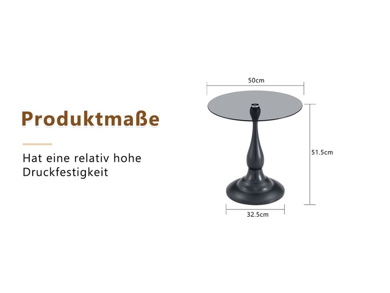  Table basse forme ronde style moderne piètement stable table compacte plateau en verre trempé  - Conforama A
