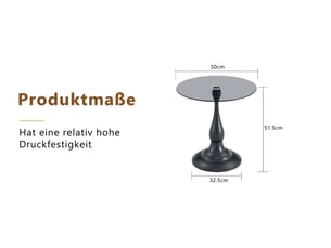 Table basse forme ronde style moderne piètement stable table compacte plateau en verre trempé