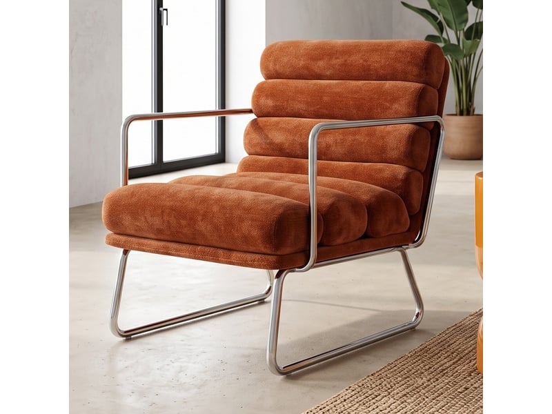  Fauteuil en tissu chenille terracotta - vania Vania - Conforama B