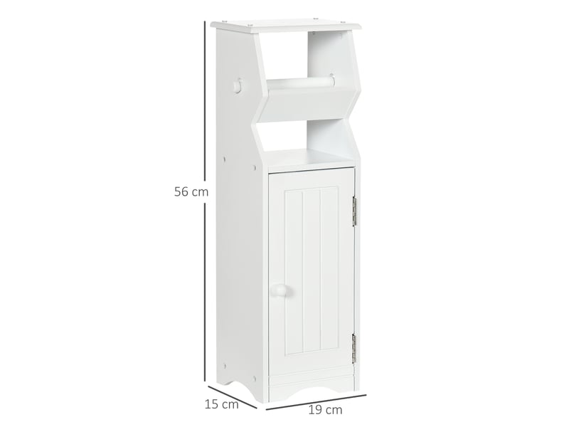  Meuble de salle de bain en mdf blanc avec espace de rangement et porte-papier toilette, 19 x 15 x 56 cm  - Conforama E
