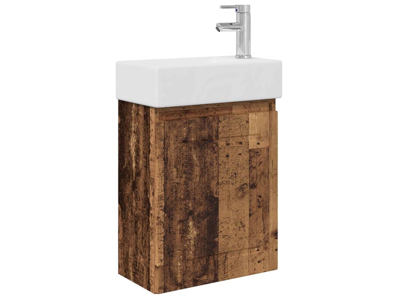 Meuble de rangement salle de bain avec robinet bois ancien shl2854 - Conforama A