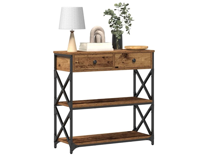  Table console - table d'appoint - table d' entrée avec tiroir bois ancien 75 x 28 x 75 cm  - Conforama C