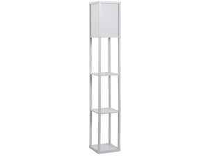 Lampadaire avec étagères 26 x 26 x 160 cm en bois avec trois niches blanc chicfurn