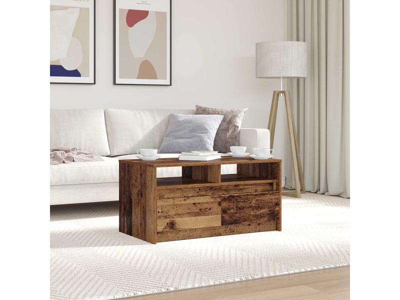  Table basse - table de salon - table à thé bois ancien 90 x 50 x 45 cm bois d'ingénierie  - Conforama B