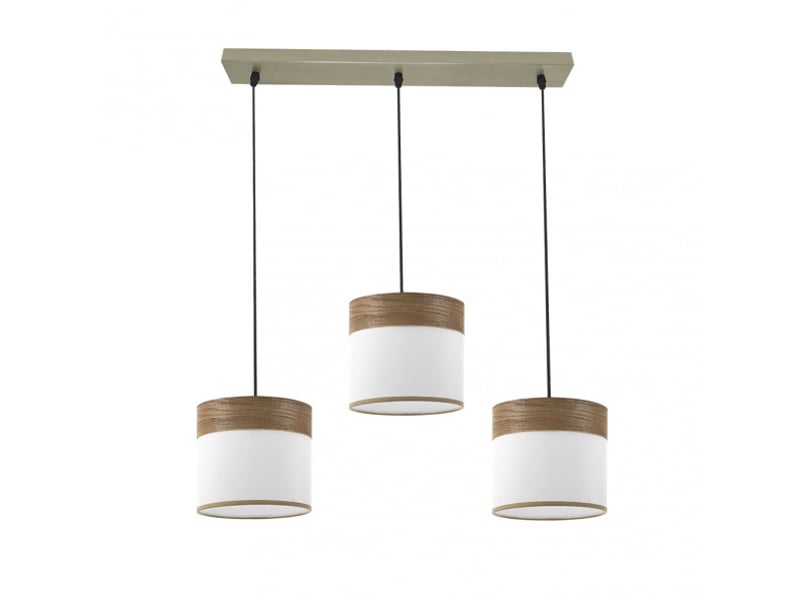  Rampe de plafond fabrilamp cloe cuirblanc-bois foncé 3 x e27 hauteur réglable 35-108 cm 60x16 cm 175493084 - Conforama C
