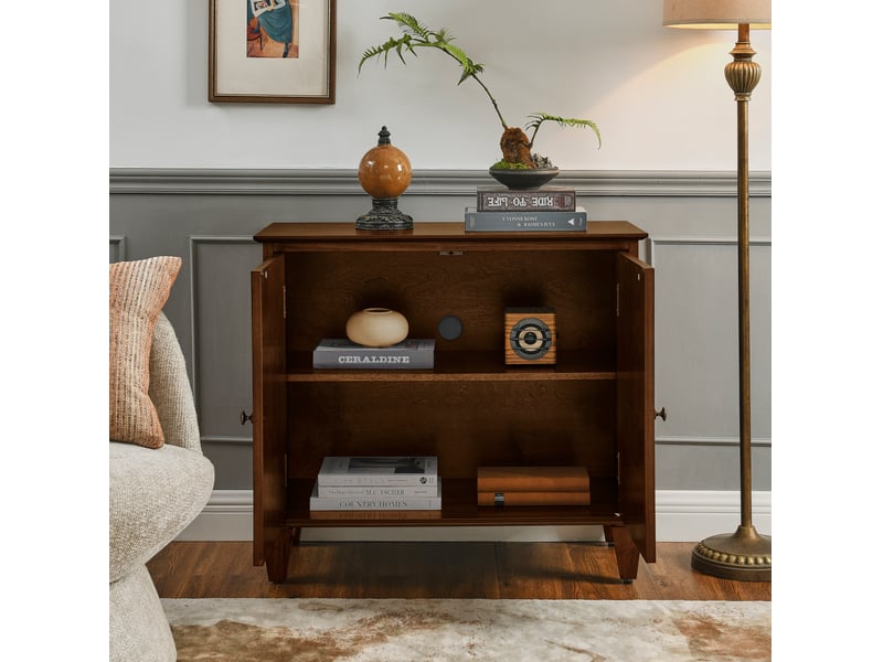 Buffet modenvie rétro 85,29 x 40,01 x 76,50 cm avec rangement mdf et bois noyer  - Conforama D
