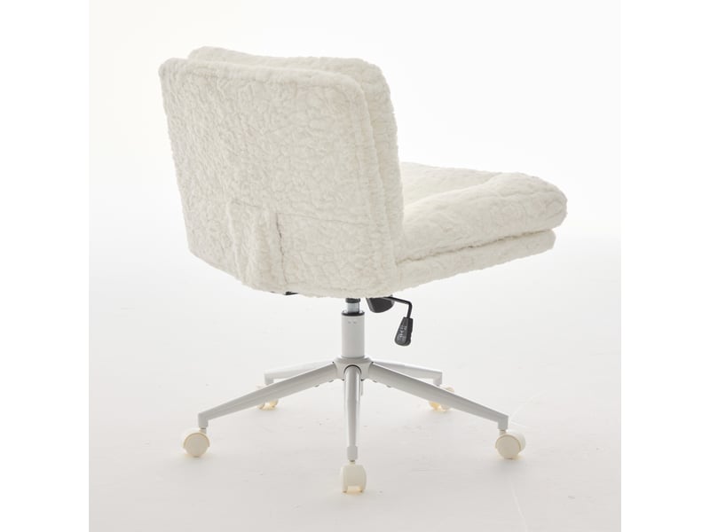  Chaise de bureau de1875cm crème 26,4 avec siège large pivotant et base métal réglable  - Conforama E