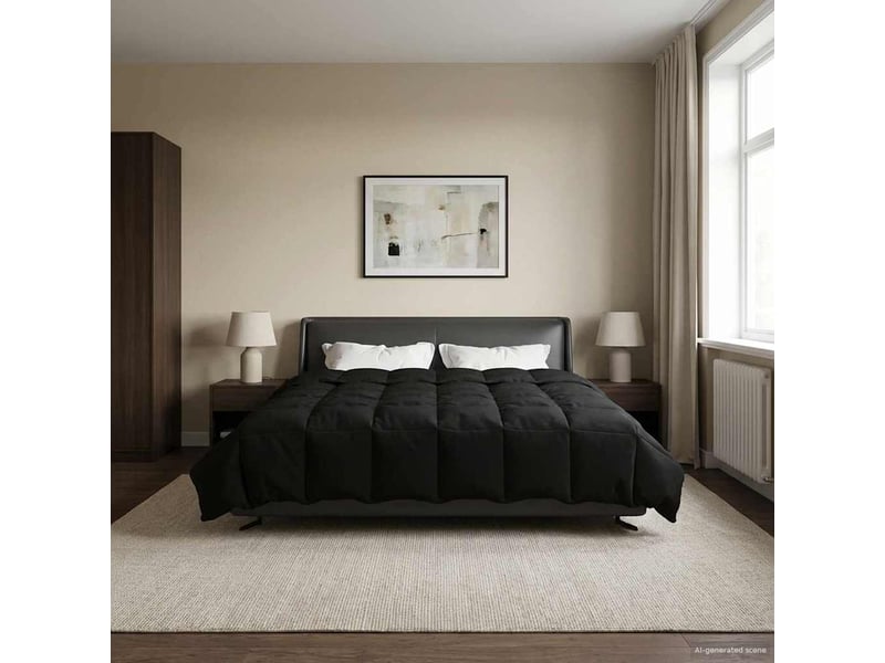  Couette - duvet d'été 240 x 260 cm été microfibre (100% polyester) noir  - Conforama D