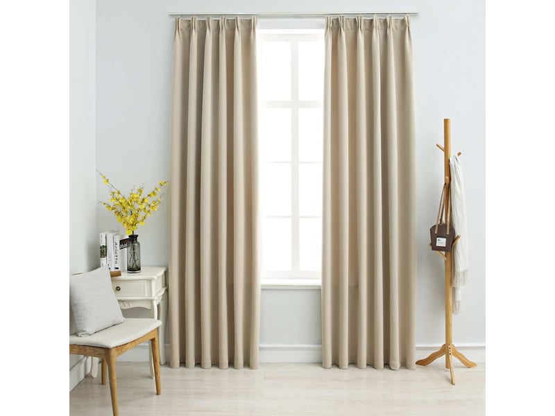  Lot de 2 rideaux occultants, rideaux black-out avec crochets beige 140x225 cm cf44868  - Conforama B