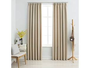 Lot de 2 rideaux occultants, rideaux black-out avec crochets beige 140x225 cm cf44868