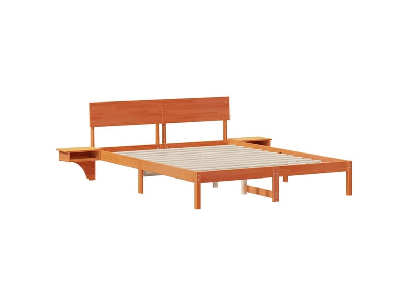  Lit double- lit adulte -  cadre de lit avec tête de lit brun  150 x 200 cm pin massif  - Conforama C