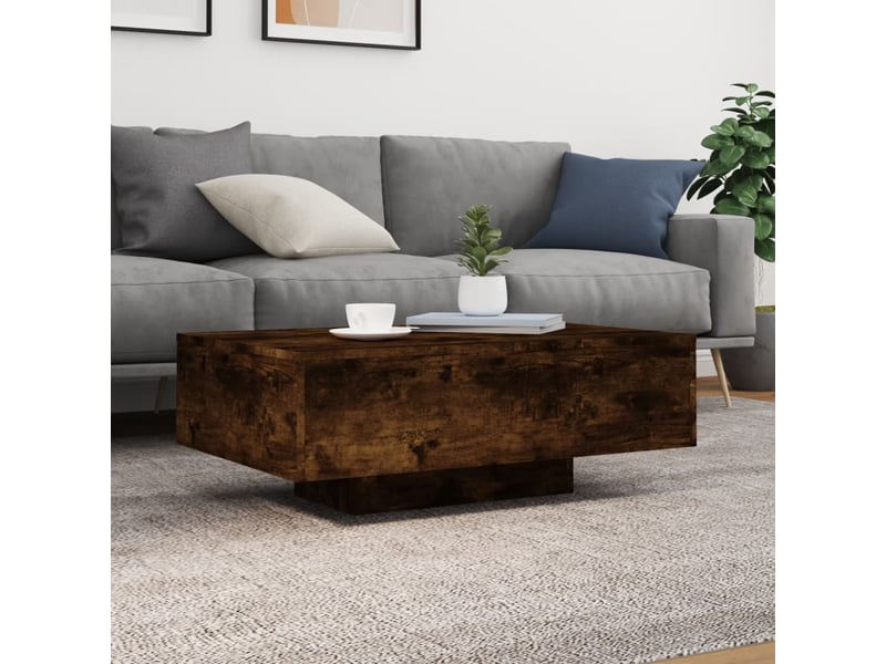  Table basse - table de salon - table à thé avec lumières led chêne fumé 85x55x31 cm  - Conforama D