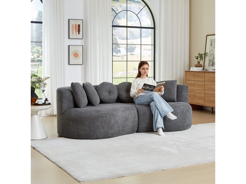  Canapé modulable, canapé de salon, en chenille, sans accoudoirs, pour salon et séjour, forme incurvée  - Conforama A