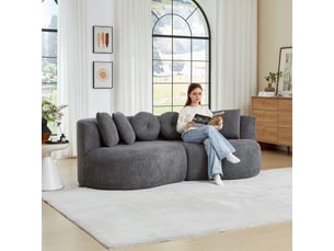 Canapé modulable, canapé de salon, en chenille, sans accoudoirs, pour salon et séjour, forme incurvée