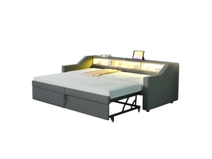 Lit gigogne 180x200 cm <strong>OKMYHOME</strong> <strong></strong> coloris gris