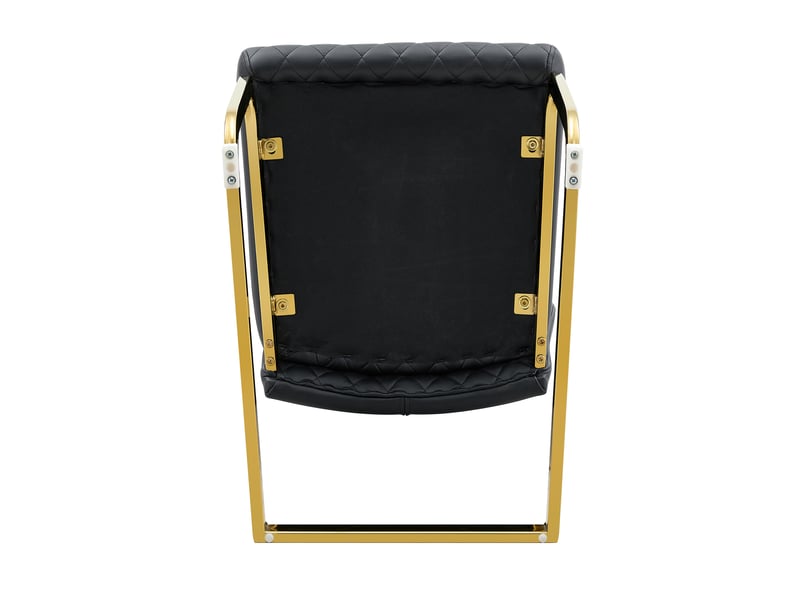  Chaises de salle à manger 2 pièces en tissu à motif losange noir, dossier haut et assise rembourrée, piètement métal doré antidérapant et robuste, idéales pour restaurant  - Conforama D