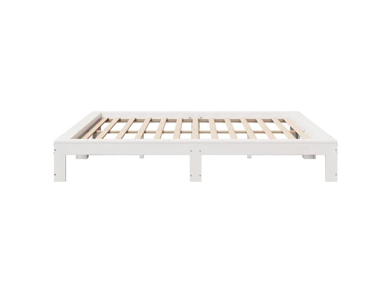  Lit double- lit adulte -  cadre de lit sans matelas blanc 200x200 cm bois massif de pin  - Conforama D
