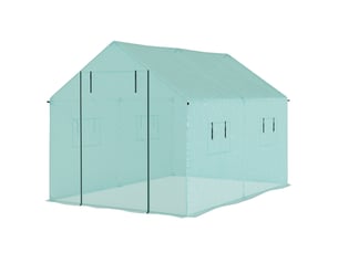 Serre tunnel, porte et fenêtres enroulables, structure en acier galvanisé, 2 x 3 x 2 m, verte