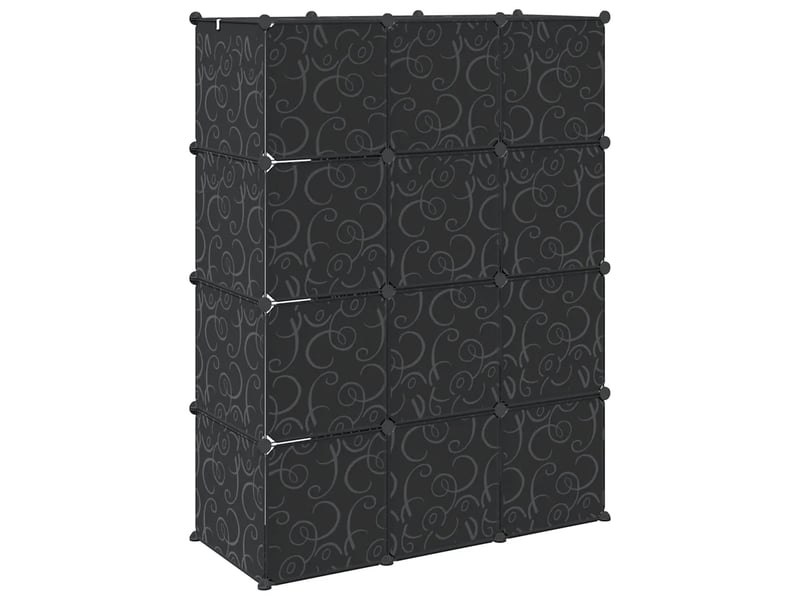  Armoire modulaire 9 compartiments pratique design chambre 109 x 36 x 143 cm en plastique noir 02_0046219  - Conforama E