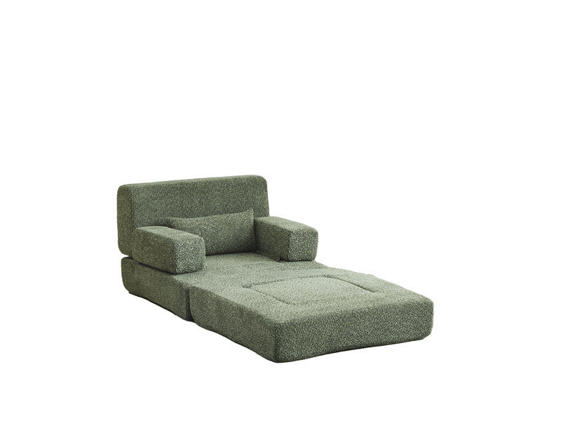 Fauteuil 2-en-1 modulable 1 place en chenille vert - Conforama A