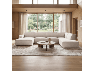 Canapé panoramique en tissu beige - angle gauche