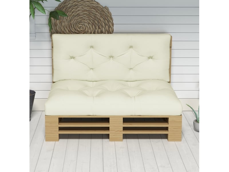 Coussin d'extérieur avec coutures capitonnées 120 x 80 x 12 cm crème evryae - Conforama B