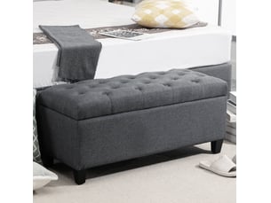 Banc coffre 100x40x44 cm, banc de lit classique, assise moelleuse, rangement intégré, rangement, polyester, gris foncé