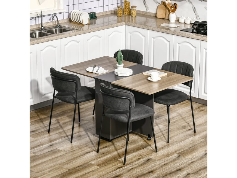 Table de salle à manger pliante en panneaux de particules avec 2 tiroirs et 1 placard, pouvant accueillir jusqu'à 6 personnes, 140 x 76 x 76 cm - Conforama C