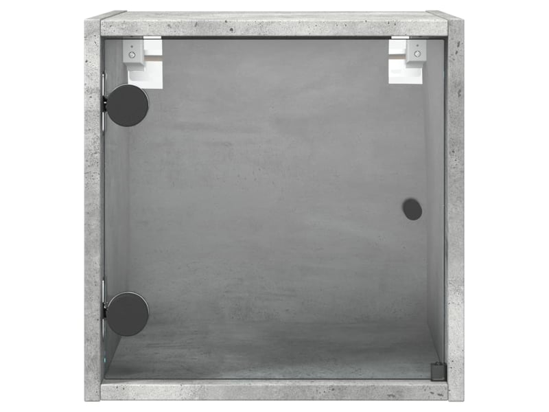  Table de chevet - cabinet de chevet - table de nuit avec porte en verre gris béton 35x37x35 cm  - Conforama E