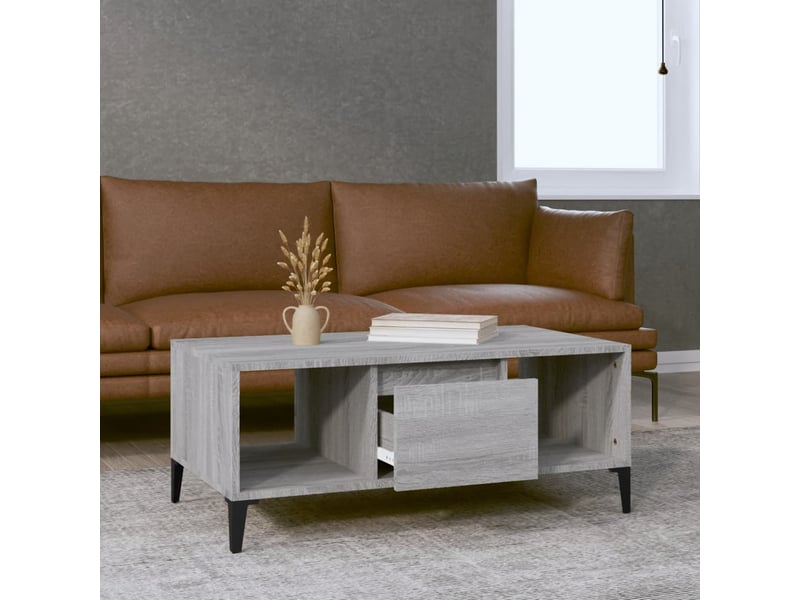  Table basse rectangulaire | table de salon sonoma gris 90x50x36,5 cm bois d'ingénierie shl1416  - Conforama C