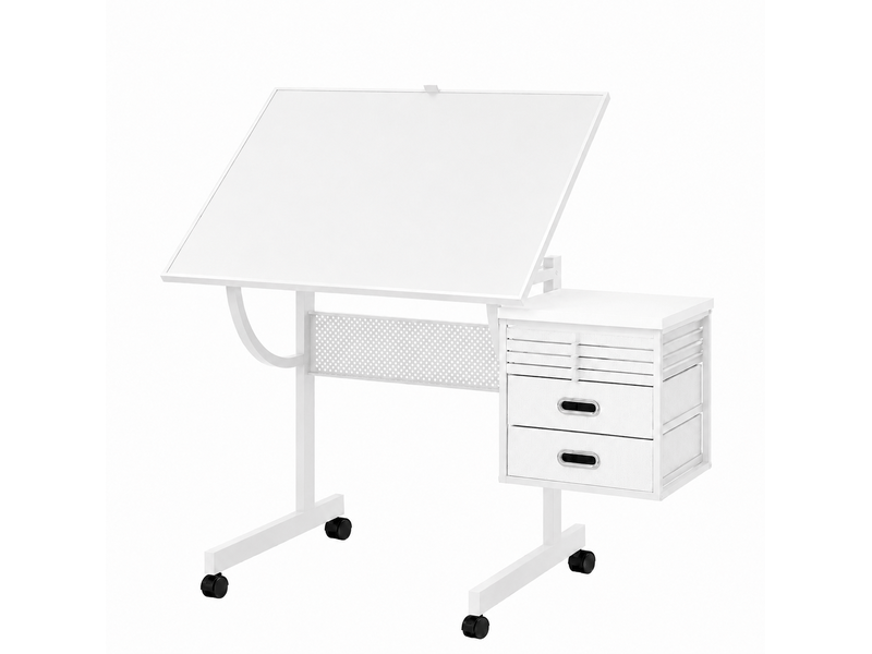  Table de puzzle inclinable 1500 pièces avec 4 plateaux, 2 tiroirs et roulettes, blanche  - Conforama D