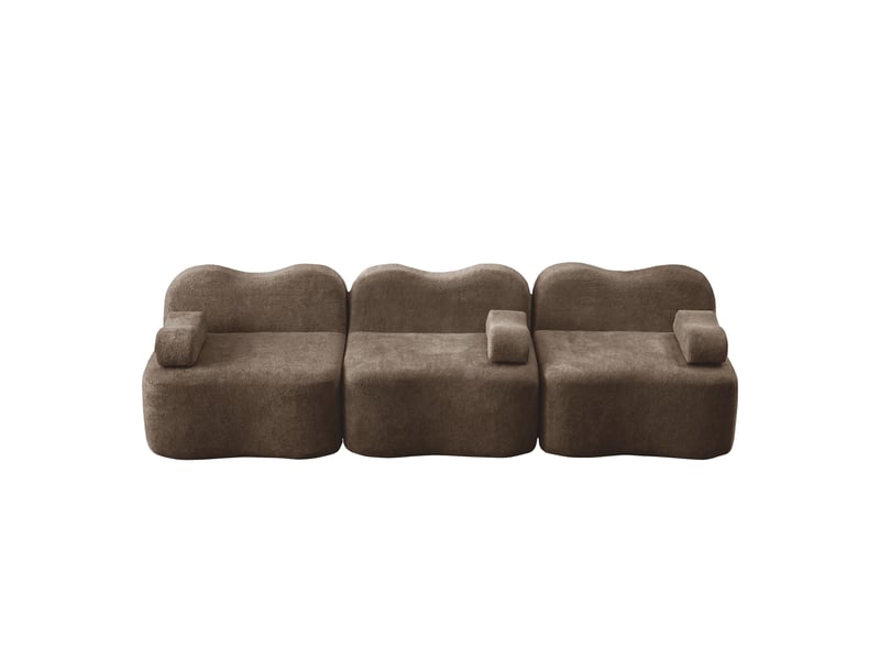  Canapé modulable 3 places en velours marron, canapé sans cadre en mousse haute densité, assise profonde pour salon  - Conforama A